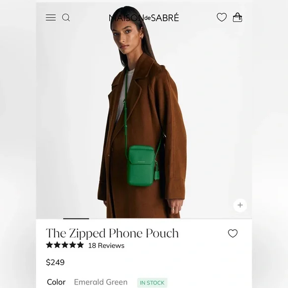 Maison de Sabre The Zipped Phone Pouch in Green - Never Used - Picture 3 of 13